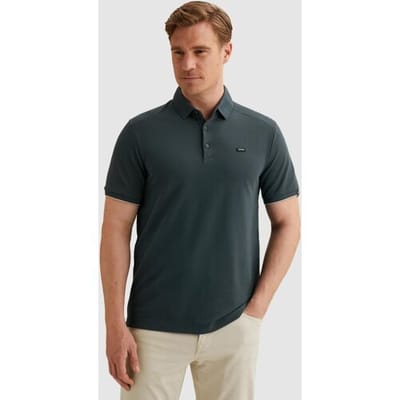 Vanguard blauwe heren polo   Rib kraag   Regular fit   Knoopsluiting   Duurzaam   Korte mouw Blauw M