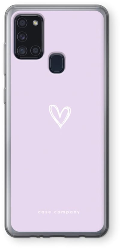 Case Company® - Hoesje geschikt voor Samsung Galaxy A21s hoesje - Klein hartje paars - Soft Cover Telefoonhoesje - Bescherming aan alle Kanten en Schermrand