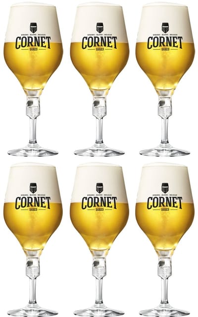 Cornet Bierglazen 33cl - Transparante Bokalen - Set van 6 Stuks - Hoog Design - 24 cm Hoogte