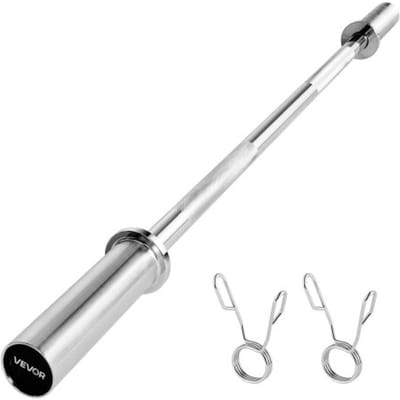 VEVOR Halterstang Verchroomde Trekstang 120 cm met Geribbelde Handgreep voor Krachttraining Gewichtheffen Squats Deadlifts Bankdrukken, Halterstang voor 5 cm Halterschijven met Een Draagvermogen van 227 Kg