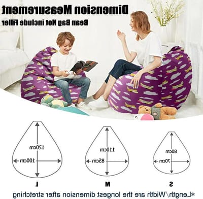 FANSU Zitzakhoes zonder vulling, effen kleuren, luie bank gaming zitzakstoel voor volwassen kinderen, corduroy highback zitzakzitting, opslag van gevuld speelgoed, opslag voor kleding (100 x 120 cm,