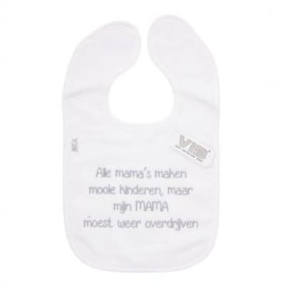 VIB® - Slabbetje Luxe velours - Alle mama's maken mooie kinderen (Wit) - Babykleertjes - Slabbetjes - zwangerschap aankondiging - baby aankondiging