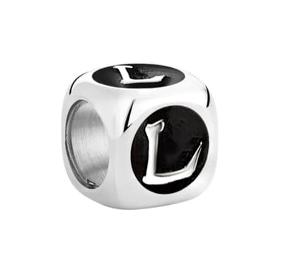 Quiges - 925 - Bedels -Sterling zilver - Beads - Alfabet Letter L Kraal Charm - Geschikt – voor - Armband Z435