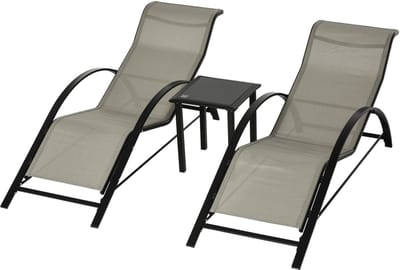 Balkonset 2 personen - Tuinset - Bistroset - Grijs+Zwart - Weerbestendig - 3 delig - 2 stoelen - 2 personen - Gecoat staal - Onderhoudsvrij staal