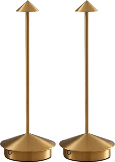 2 Stuks - Tafellamp – Oplaadbaar - Goud – Dimbaar – 29CM – Aluminium – Bureaulamp – Tafellamp Slaapkamer - Draadloos