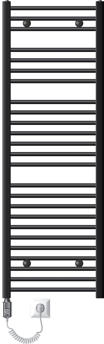Elektrische badkamerradiator met verwarmingselement 900W 500x1500 mm antraciet recht met zijaansluiting LuxeBath