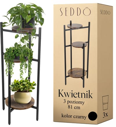 SEDDŌ - Kwietnik Stojący - Loft Stijl - 3 Niveau's - Metaal en Hout