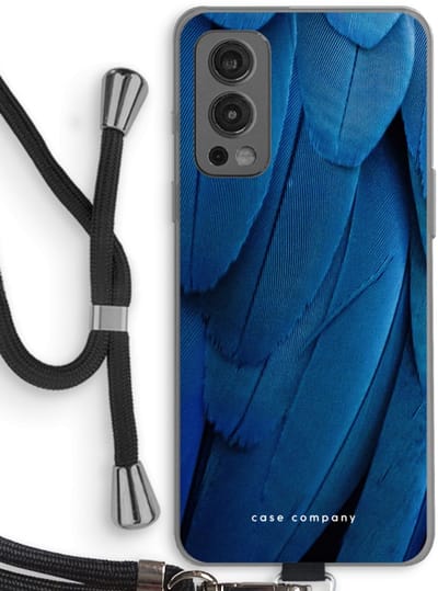 Case Company® - Hoesje met koord geschikt voor OnePlus Nord 2 5G hoesje met Koord - Pauw - Telefoonhoesje met Zwart Koord - Bescherming aan alle Kanten en Over de Schermrand