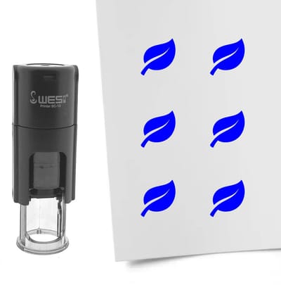 CombiCraft Stempel blaadje 10mm rond blauwe inkt - per 1 stuk