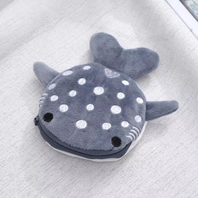 Cartoon Schattige Walvishaai Pluche Portemonnee Kawaii Portemonnee Draagbare Muntzakje Sleutel Oortelefoon Munt Organizer Portemonneetje Rits Cadeaus gray