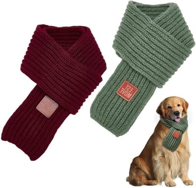 2 Stuks Polyester Gehaakte Sjaal voor Honden, 940x90x2mm, Rood en Groen, Warme Kerstdecoratie en Kostuumaccessoires voor Kleine, Middelgrote en Grote Honden