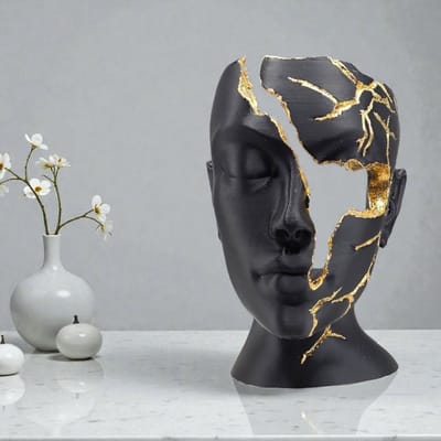 Luxury Layerzz - Broken Face Small - kunst - sculpture - duurzaam - 3dprint - handgemaakt - goud