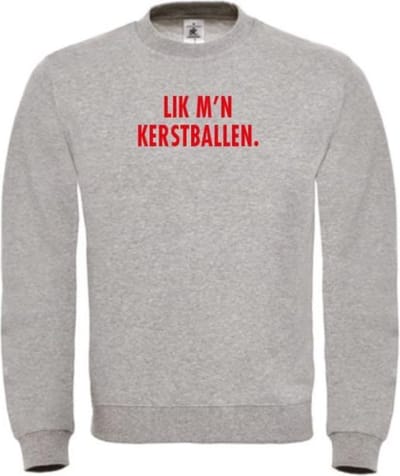 Foute kersttrui grijs XXL - Lik m'n kerstballen - Rood - soBAD. | Kersttrui soBAD. | kerstsweaters volwassenen | kerst hoodie volwassenen | Kerst outfit | Foute kerst truien