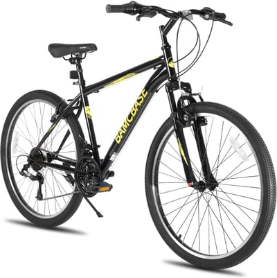 BAMCBASE Mountainbike - 27.5 Inch - 21 Versnellingen - Hardtail MTB voor Heren & Dames - V-Brakes - Zwart - Geschikt voor buitenactiviteiten in de lente