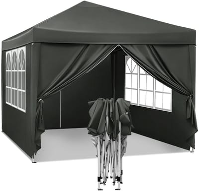 Innovastore Partytent - Tuintent - Luifel - Paviljoen - Opvouwbaar - Pop-up systeem - Pavillon - Zijpanelen - 3x2m - Grijs