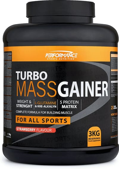 Turbo Mass Gainer (Strawberry - 3000 gram) - Performance - Weight gainer - Mass gainer - Sportvoeding - 40 shakes