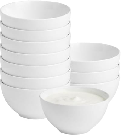 Vessia Kommetjes / serveer schaaltjes Limoges - 10x - porselein - 16 x 8 cm - wit - Stapelbaar - 1000 ml - soepkommen - schalen - keuken