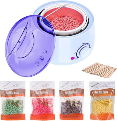 Waxverwarmer Set - Ontharingsapparaat Harsen - Gladde Huid Creëren - Instelbare Temperatuur - 500CC Capaciteit - Wit Blauw