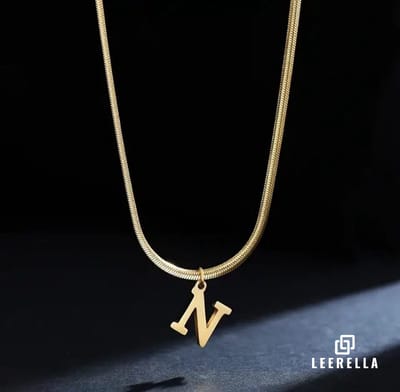 Leerella Alfabet Slang Ketting | N | Goudkleurige Gepersonaliseerde Ketting van Hoogwaardig RVS met Initialen | Elegant en Tijdloos Sieraad voor Dames | Moederdag, Valentijnsdag en Verjaardag Cadeau 41+5 cm