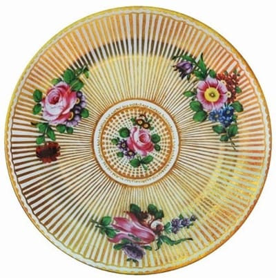 Bord metaal Worcester Bloemen en strepen Ø26cm