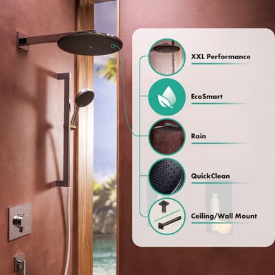 Hansgrohe Raindance Alive S - hoofddouche 300 - 1jet - ecosmart - geborsteld zwart chroom (antraciet)