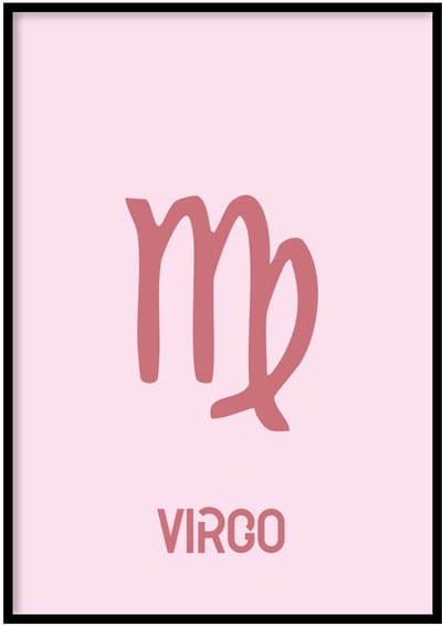 Poster Sterrenbeeld Virgo roze - 30x40 cm - Sterrenbeeld - WALLLL - Exclusief lijst - Professioneel fotopapier