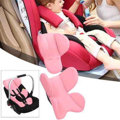 Baby autostoelkussen - Hoofdsteun kinderstoel - Comfortabel reizen - Ergonomische ondersteuning - 47 x 35 cm - Roze