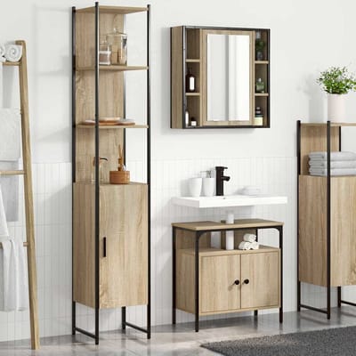 vidaXL - Badkamermeubel - Set - 3 - st - Sonoma - Eik - 33 - x - 33 - x - 185,5 - cm
