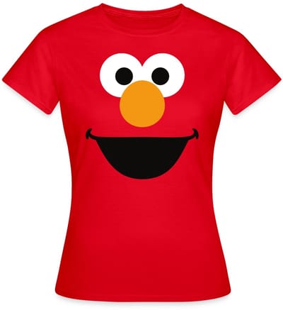 Sesamstraat Elmo Gezicht Kostuum T-Shirt Dames