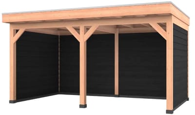 Douglas overkapping, 500 x 300, met zwarte achterwand en twee zijwanden, Westwood Comfort Premium