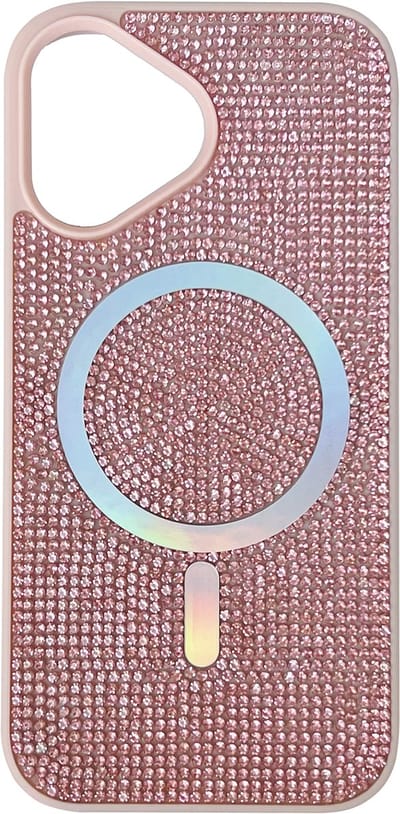 Casemania Hoesje Geschikt voor Apple iPhone 17 - Roze - Diamant Glitter Backcover Geschikt voor MagSafe - Draadloos Oplaadbare Telefoonhoesje