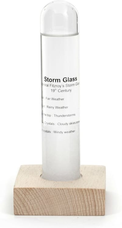 Kikkerland Stormglas - Barometer - Mooie manier om het weer te voorspellen - Weersvoorspeller - Incl. houten standaard