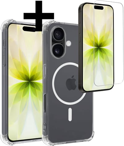 Hoesje - Met Screenprotector - Geschikt voor Apple iPhone 17 - Magsafe Compatible - Sterk & Shockproof - Back Cover - Shock Proof Case - Telefoon Hoes - Telefoonhoesjes - Transparant