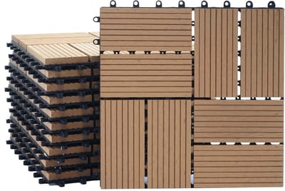 WPC vloertegel Rhone, houtlook balkon/terras, 11x elk 30x30cm = 1m² ~ Premium, teak vierkanten