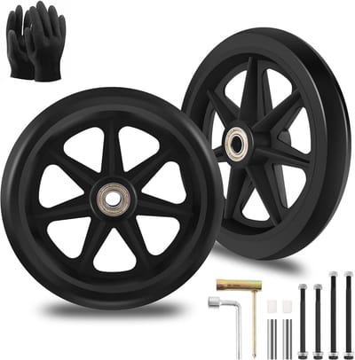 Rubberen rolstoelwielen 150 mm - Duurzame en slijtvaste PU-vervangers voor mobiliteitshulpmiddelen - Set van 2