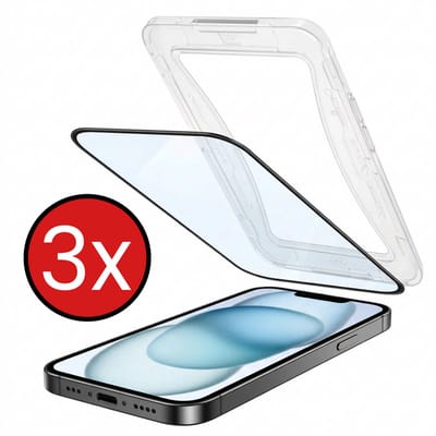 Screenprotector - 3 Stuks - Geschikt voor Apple iPhone 15 - Met Installatie Kit - Beschermglas - Gehard Glas - Tempered Glass - Screen Protector