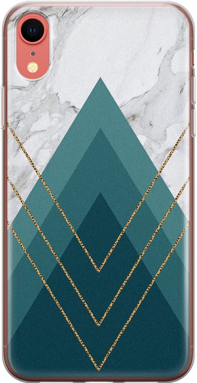 Leuke Telefoonhoesjes - Hoesje geschikt voor iPhone XR - Geometrisch blauw - Soft case - TPU - Print / Illustratie - Blauw