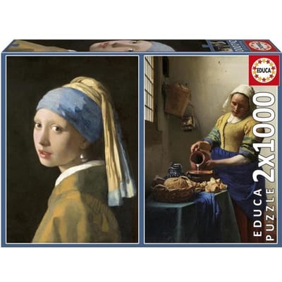 Puzzel - EDUCA - Meisje met de Parel + De Melkmeid, Johannes Vermeer - 2x1000 stukjes