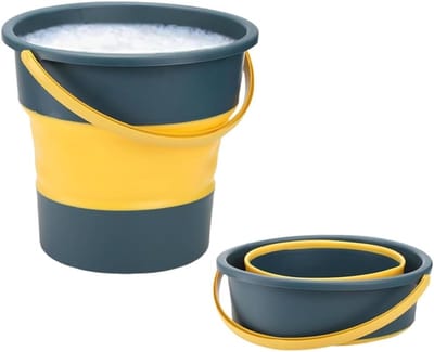 SnelShoppen - Opvouwbare Emmer 10 Liter - Draagbare Poetsemmer voor Kamperen, Vissen en Reizen - Ruimtebesparende Wateremmer met Handvat voor Reinigen