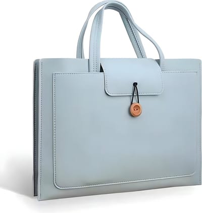 Laptoptas 11 tot 14 inch - 3 Vakken - Vegan Leer - Laptophoes - Laptop Tas - Geschikt voor o.a Dell XPS 13, MacBook Air Pro, Surface Pro 9, ChromeBook - Lichtblauw