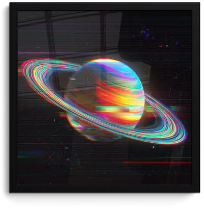 Poster in lijst - Fotolijst 40x40 cm - Posters - Planeet - Cirkel - Kleurrijk - Posterlijst zwart - Decoratie - Wanddecoratie woonkamer - Muurdecoratie slaapkamer