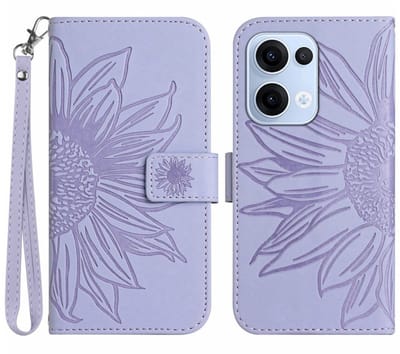 Coverup Hoesje - Geschikt voor OPPO Reno13 5G Hoesje - Coverup Zonnebloem Book Case met Koord - Lavendel