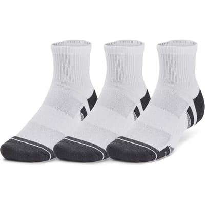 Under Armour UA Performance Tech 3pk Qtr-WHT Unisex Sportsokken - Wit - Jet Grijs