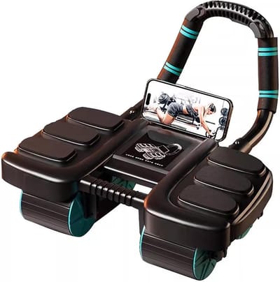 Buikspier Wieltje - Core Trainer - Thuis Fitness - Automatische Rebound - 36x23x10 cm - Zwart