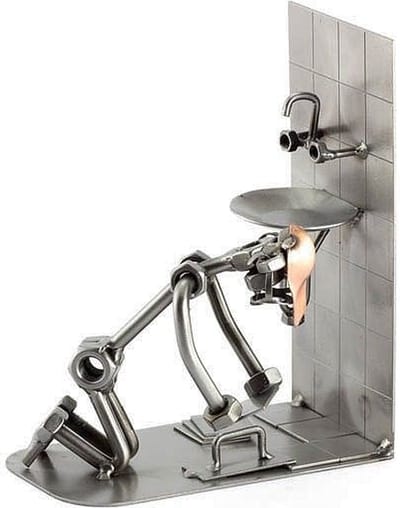 sculptuur Tegelzetter beroepen beeldje - metaal 15x13x7 relatiegeschenken