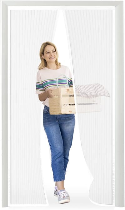 Thijox - Vliegengaas voor Deur Magnetisch Muggennet Deurgordijn Muggenbescherming 90 x 200 cm Wit Eenvoudig te Installeren Voor Hal Terras Tuin