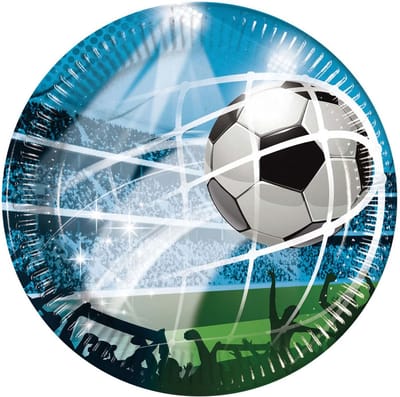 Globos papieren bordjes voetbal fans FSC 8 stuks feestartikelen.