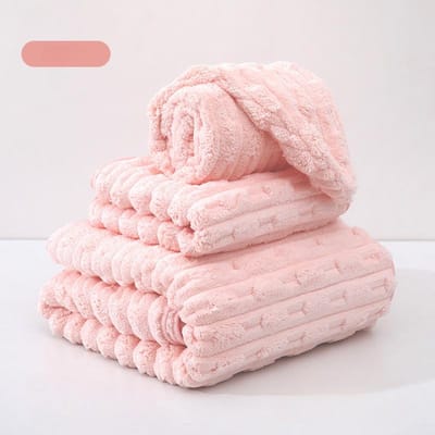 1/2/4PCS Zachte ultrafijne vezelbadhanddoek, absorberende en snel drogende handdoek, thuis zachte verdikte koraalfluwelen badhanddoek 35*75CM×1PCS roze