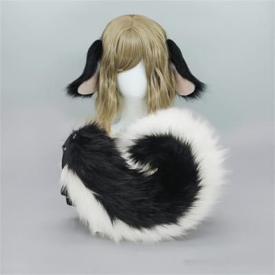 12 Stijlen 2 Stuks/Set Pluizige Anime Hondenoor Hoofdband Staart Cartoon Comic-Con Cosplay Kostuum Accessoires Pluche Dierenoor Staart ear and tail gray
