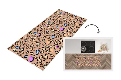 Keukenloper - Loper keuken - Panterprint - Regenboog - Patroon - 120x50 cm - Keukenloper vinyl